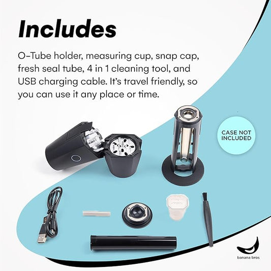 Banana Bros OTTO Electric Smart Spice Grinder - Automatic Herb Grinder with Smart Technology - Rechargeable via USB - Portable Milling for Dry Herbs and Spices - Black - No Carrying Case