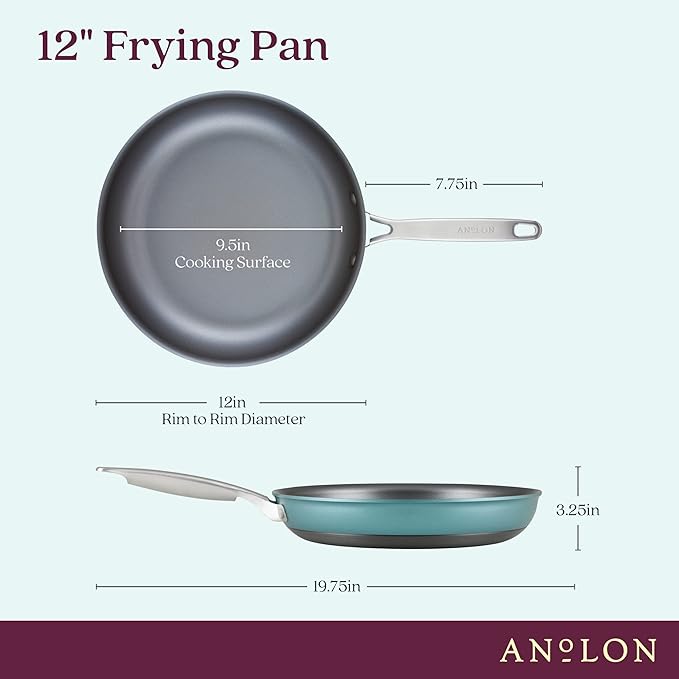 Anolon Achieve Hard Anodized Nonstick Frying Pan/Skillet, 12 Inch, Teal