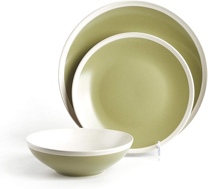 Rock Ridge Speckled Stoneware Dinnerware Set, 12 Piece, Beryl and Ivory