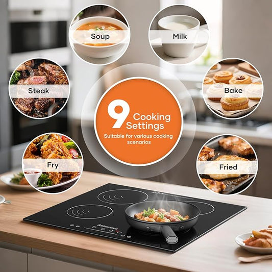 30 Inch Induction Cooktop 5 Burners, 7200W Built-in Induction Stovetop, 5 Power Boost Burners Electric Cooktop, Child Lock, 9 Power Levels, Timer, Touch Control 220-240V Hard Wire