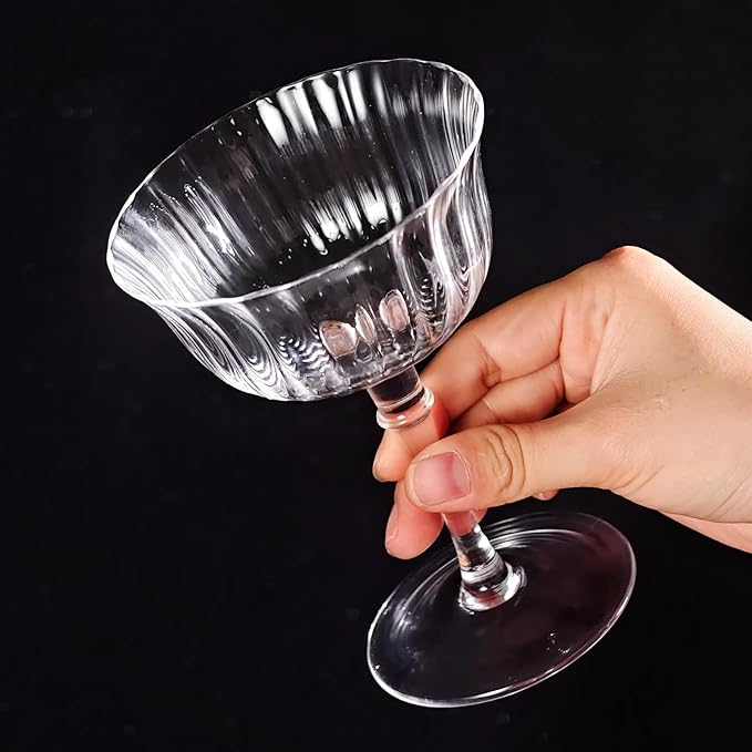 KAMMAK Martini Glasses Set of 2, 5.41 oz Clear Crystal Cocktail Glasses with Stem, Reusable Cocktail Glassware for Wedding Birthday Party, Bar, Margarita, Whiskey, Gin, Tequila, DS-07