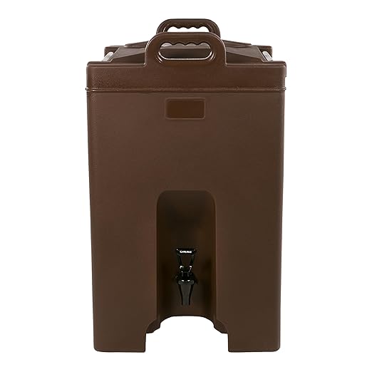 Carlisle FoodService Products Cateraide Insulated Beverage Dispenser with Handles for Catering, Kitchen, and Restaurants, Plastic, 10 Gallons, Brown