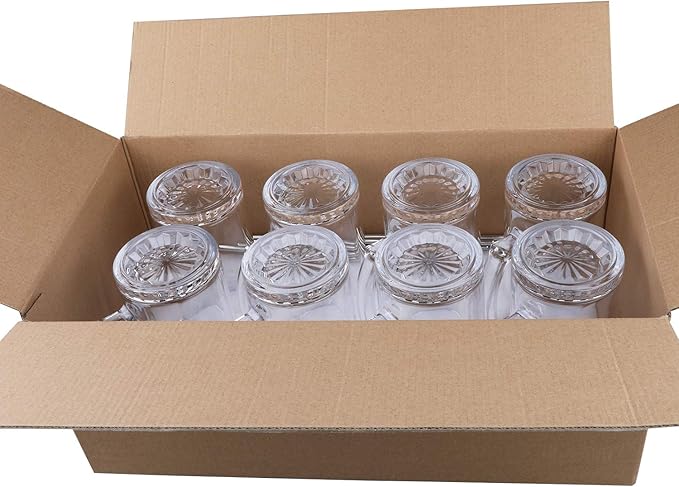 QAPPDA Beer Mugs Set,Glass Mugs With Handle 16oz,Large Beer Glasses For Freezer,Beer Cups Drinking Glasses 500ml,Pub Drinking Mugs Stein Water Cups For Bar,Alcohol,Beverages Set of 8 KTZB02…