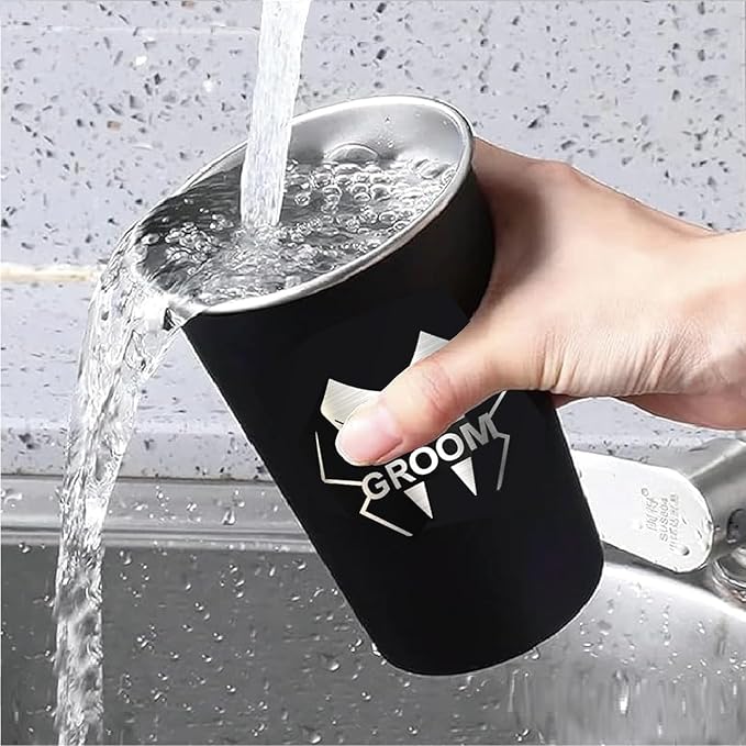 PartyGifts&beyond Groomsmen Gifts 7Pcs Groom Cups 16 Oz Groom Squad Cups for Bachelor Party Favors Stainless Steel Groomsmen Tumbler(LJ-Bold)