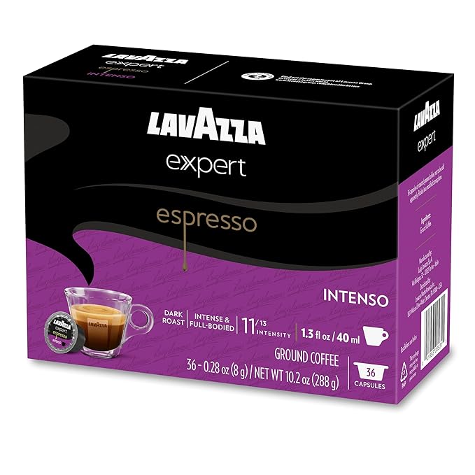 Lavazza Expert Espresso Intenso Capsules, Dark Roast, Arabica and Robusta Blend, Compatible with Lavazza Classy Machines (36 Capsules) (Pack of 2)