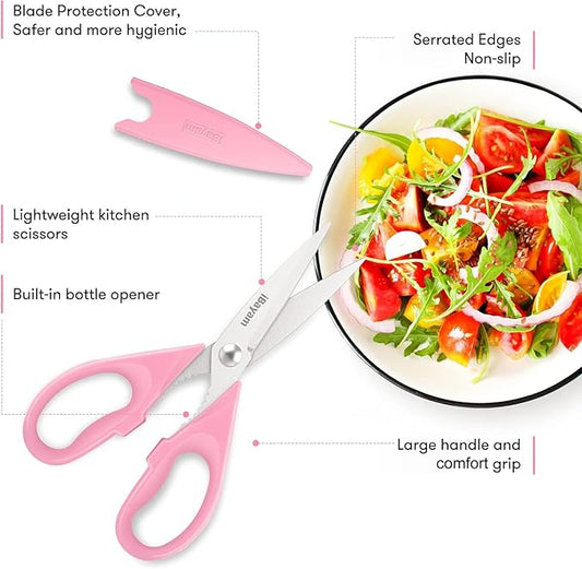 Gifts for Women, Mom, Wife, Her - Couple, Happy Birthday, Wedding Gifts, Christmas Day, Housewarming Gifts, iBayam Kitchen Scissors Heavy Duty Meat Poultry Shears Dishwasher Safe, Pink Stuff