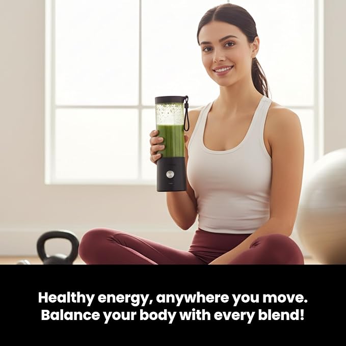 Portable Blender for Smoothies & Shakes - 16oz Cordless Mini Blender, USB-C Rechargeable & Self-Cleaning, and Stainless Steel Blade - Black (2)