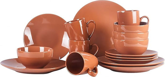 Color Wave Stoneware 16pc Dinnerware Set, Honey Milk