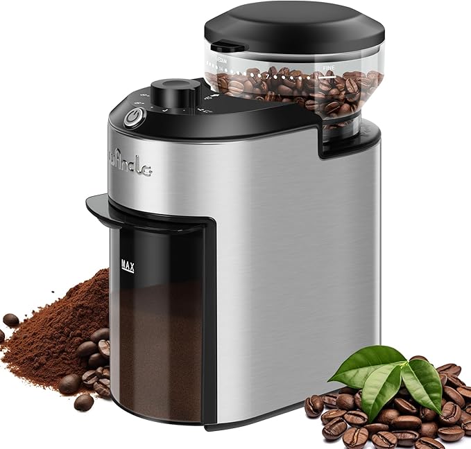 Wancle Burr Coffee Grinder Electric with 28 Grind Settings, 2-12 Cup Capacity Coffee Bean Grinder for Espresso, Drip & French Press, Stainless Steel Coffee Grinders with Chamber Cleaning Brush