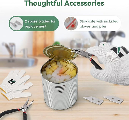 Huanyu Commercial Can Opener Heavy Duty Manual Tabletop Can Opener 28.5'' Height-Adjustable with 3 Stainless Steel Blades&Plated Steel Base for #10 Cans Up to 22” Tall for Restaurant,Bar,Hotel,Home