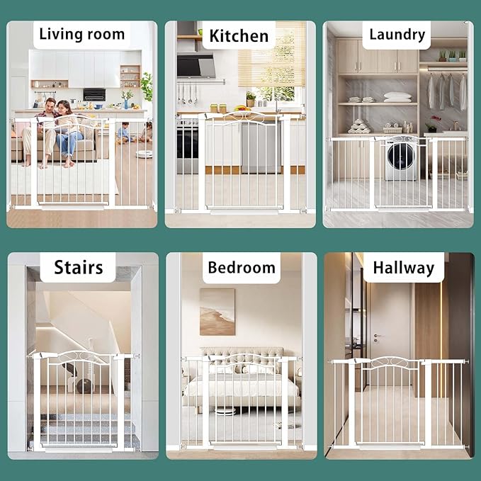 Fairy Baby 59.8"-62.6" Extra Wide Press Mounted Baby Gate Indoor for Kids Or Pets Walk Thru No Drill Long Dog Gates for The House Doorway Child Safety Gate