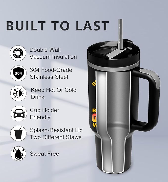 Bus Driver Appreciation 40oz Tumbler With Handle - Be Nice To The Bus Driver - Christmas and Birthday Gifts for Men, Black