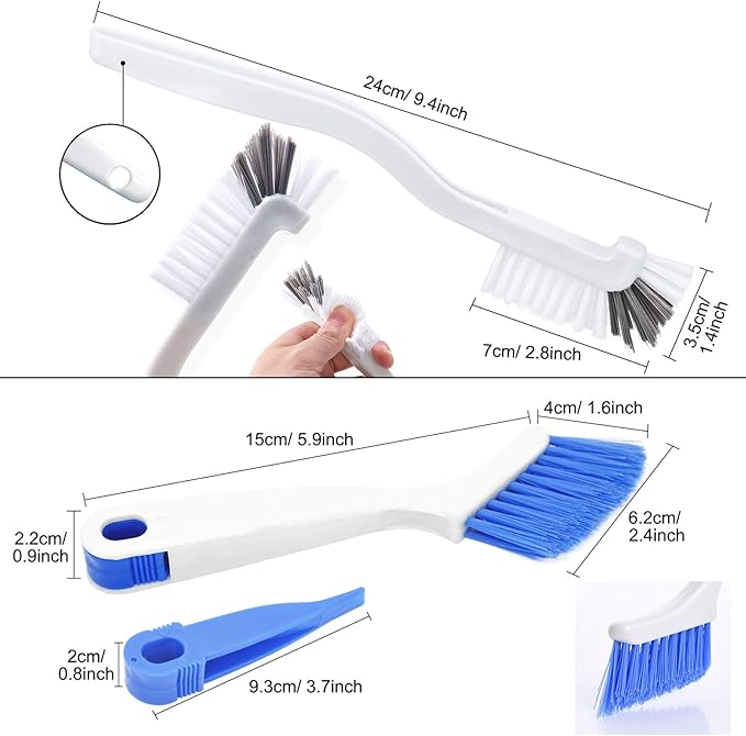 2 Pcs Cleaning Brush Small Scrub Brush for Cleaning Sink Scrub Brush with Handle, Bathroom Kitchen Edge Corner Grout Cleaning Brushes for Household Use, Window Track Cleaning Brush