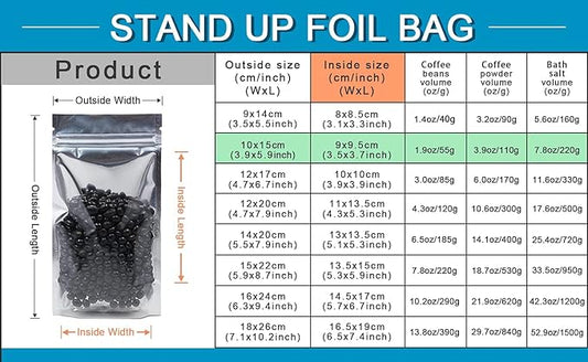 FERENLI 1000 Pieces Stand Up Clear Front Zipper Lock Resealable Aluminum Mylar Foil Plastic Packaging Bag for Zip Heat Seal Package Lock with Tear Notch Long Term Food Storage 3.9x5.9 inch