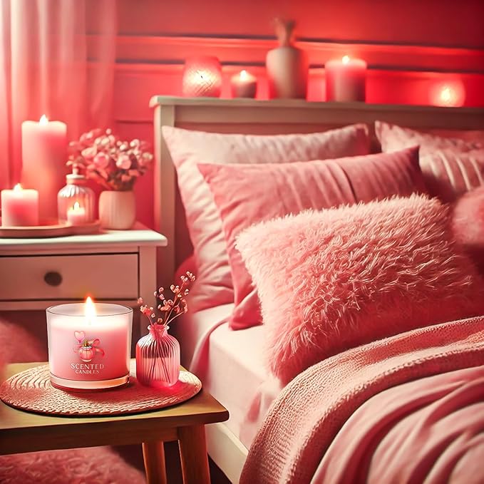Pink Candles, Scented Candle Gift Set for Stress Relief, 6 Votive Candles for Women and Men, Birthday Candle Gifts for Women, Candles Gifts for Women (Pink, 14 oz)