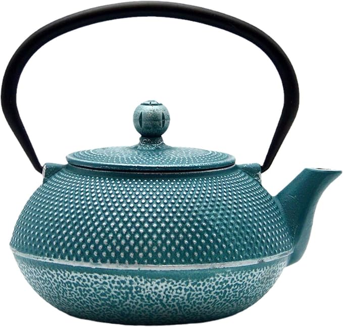 30.4oz Small Cast Iron Teapot, Tea Kettle with Stainless Steel Infuser for Loose Tea, Coated with Enameled Interior, Japanese Style Tetsubin for Stovetop Safe(900ml)