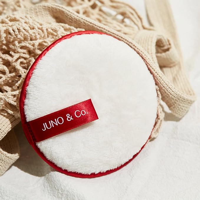 JUNO & Co. Reusable Makeup Remover Pad, Washable Face Cleansing Pad Red