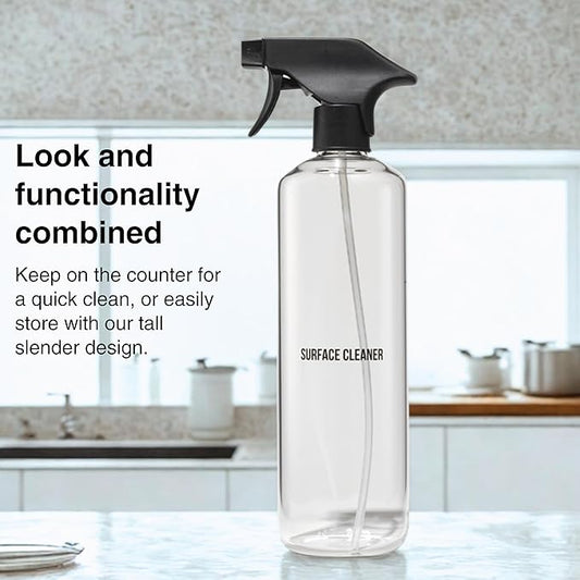 Public Goods Empty Glass Spray Bottle for Multi-Surface Cleaner | Refillable Spray Bottle for Cleaning | Made with Borosilicate Glass for Countertops, Tile, Floors, Appliances | BPA Free | 24 Oz