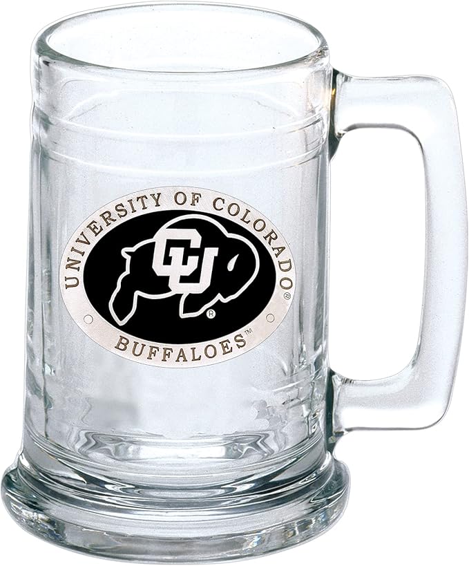 Heritage Pewter Colorado Beer Stein Glass | 15 Ounce German-Style Beer Glass | Intricately Crafted Metal Pewter Alma Mater Inlay