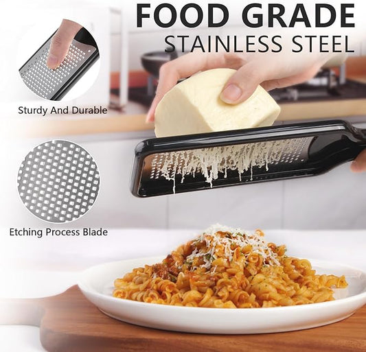 LHS Citrus Lemon Zester Cheese Grater - Stainless Steel Kitchen Tool for Parmesan Cheese, Ginger, Garlic, Nutmeg, Chocolate, Fruits, Dishwasher Safe