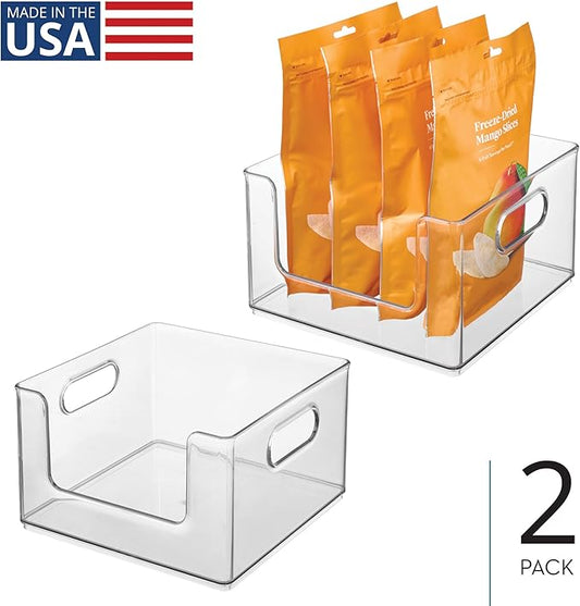iDesign Stackable Clear Open Front Storage Bin, Easy Access Organizer for Pantry or Cabinet, 2-Pack