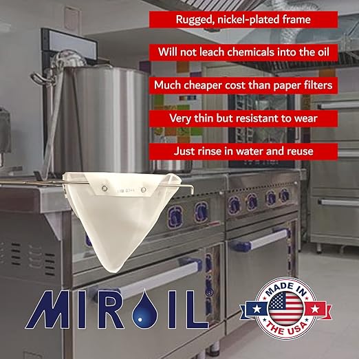 MirOil Blue Filter Pot Combo (6 Gallon) - Oil Pot & Filter Bag – Heavy Duty Steel Oil Disposable Caddy with Lid for Commercial Kitchen Storage - Grease Container for Kitchen with Bag