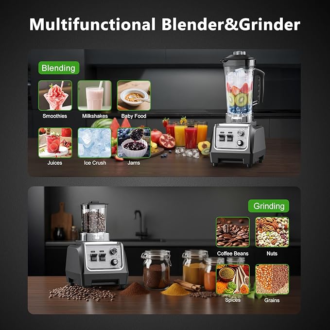 Blender for Smoothies with 1800 Watt Motor Powerful Countertop Blenders for Kitchen 70OZ Large Capacity Smoothie Blender and Grinder Combo for Ice Crush Frozen Drinks Puree
