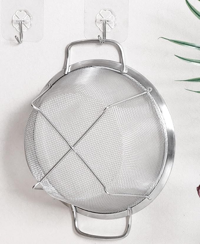 Stainless Steel Mesh Colander Strainer Basket, 2.5 Quart Fine Mesh Net Colander with Heavy Duty Handles & Wide Rim & Resting Feet for Strain, Drain, Rinse, Fry, Steam or Cook Vegetables & Pasta