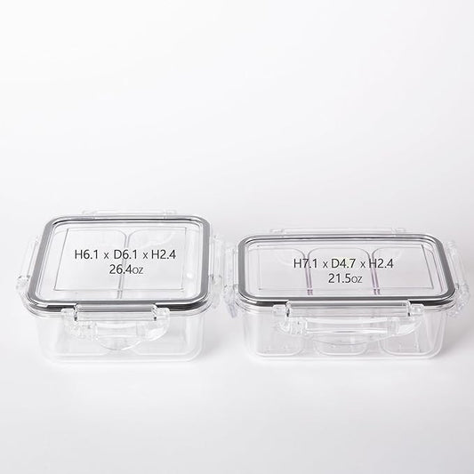 Airtight Food Storage Containers Set, 2 Lunch Boxs (With 5 Removable Boxes) - Tritan 100% | BPA-Free Vegetable Organizer Boxes | Microwave & Freezer Safe | Leak-Proof Lids