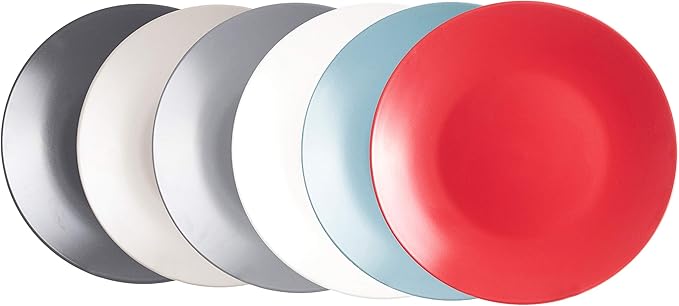 Colors Life 18pc Dinner Set,Very Cool - 6 Assorted Colors Cool Beige, Cool Grey, Light Grey, Frost Red,Turquoise and White