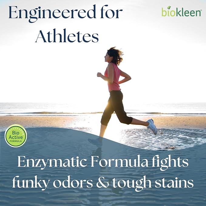 Biokleen Natural Sport 3X Concentrated Laundry Detergent, 300 Loads, Bio Active Formula, Fight Odors, Sweat & Stain Remover, Lavender Eucalyptus Scent