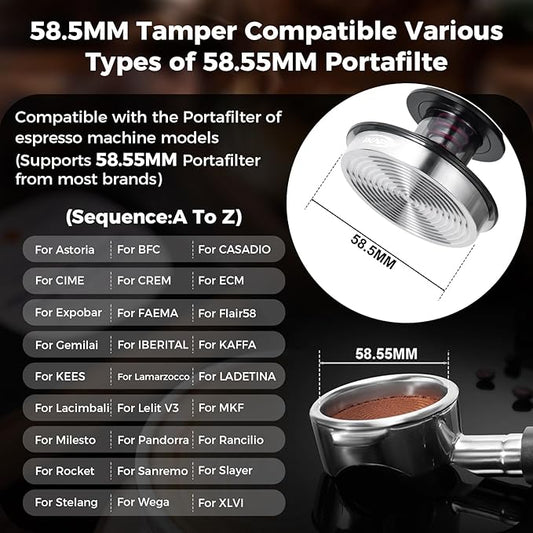 IKAPE 58.3MM Semi-Transparent Espresso Coffee Tamper, Premium Barista Coffee Tamper with Calibrated Spring Loaded, 100% Threaded Stainless Steel Base Tamper for Espresso Machine(New Upgrade)