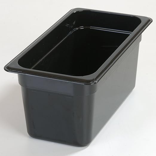 Carlisle FoodService Products Storplus Food Pan, Storage Container with Spoonable Corners for Catering, Buffets, Restaurants, Polycarbonate (Pc), 1/3 Size 6 Inches Deep, Black