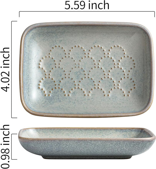 Gomakren Soap Dish for Shower, Ceramic Soap Dishes for Bar Soap Sponge, Christmas Shower Soap Holder Saver Tray for Bathroom Kitchen Sink, Easy to Clean, Gray