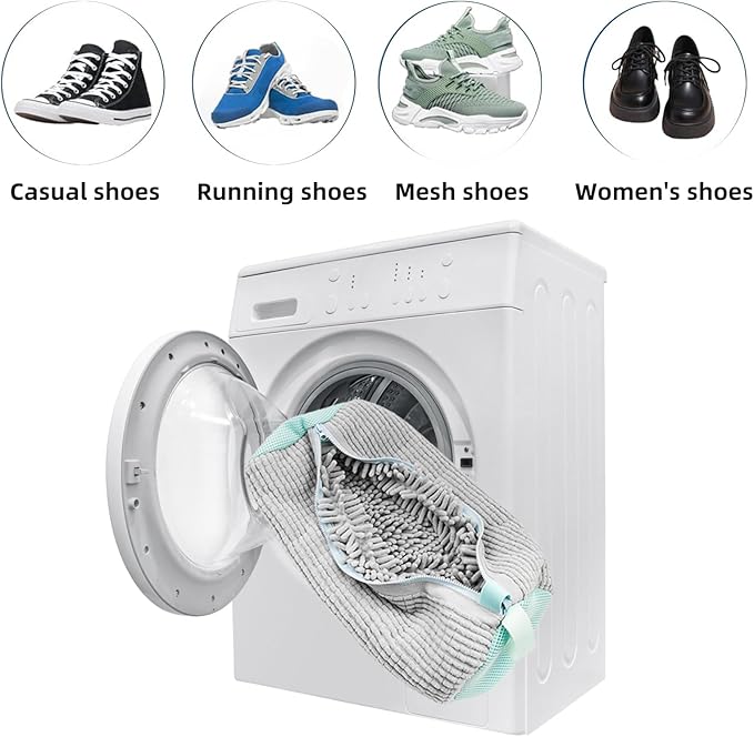 2-Packs Shoe Washing Bag for Washing Machine, Shoe Cleaning Bag for All Shoe Types,Laundry Shoe Bag for Washer and Dryer (glay)
