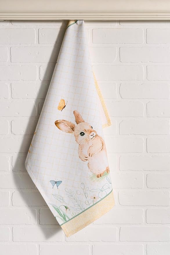 Maison d' Hermine Kitchen Towels Set of 3 100% Cotton 27.50" x 20" Reusable Cloth Tea Dish Towels Absorbent with Hanging Loop for Kitchen, Home, Dining, Cocktail Parties Spring/Summer (Easter Dew)