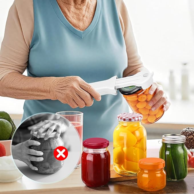 Jar Opener Bottle Opener and Lid Opener for Seniors with Arthritis, Weak Hands, Multi 7 in 1 Retractable Magnetic Can Opener, Original Kitchen Wine Opener Gadgets (White)