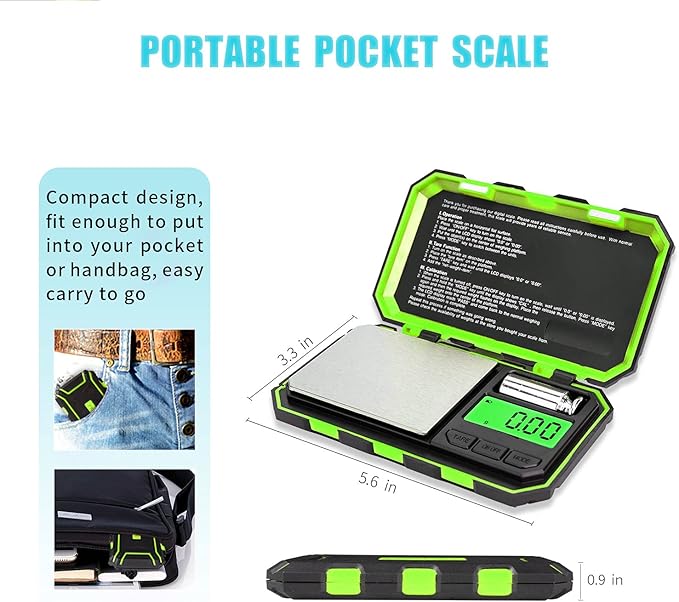 Fuzion Digital Pocket Scale, 200g x 0.01g Gram Scale, Mini Scale 6 Units Jewelry Scale with LCD Display, Tare Function, 50g Cal Weight