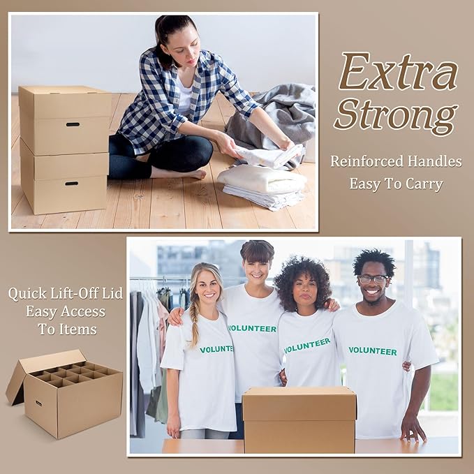 8 Pack Wine Glass Moving Boxes Kitchen Moving Boxes with Handle Kitchen Kit with Lid for Dish Glassware(20 x 15 x 12 Inch)