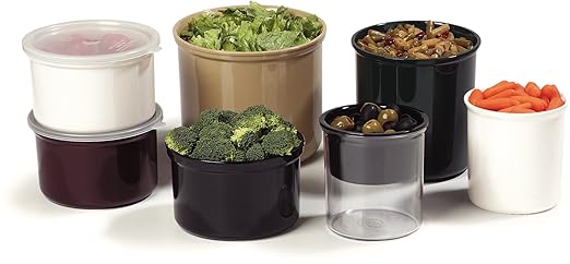 Carlisle FoodService Products Classic Round Storage Container Crock with Lid for Kitchen, Restaurants, Home, Plastic, 1.2 Quarts, Clear