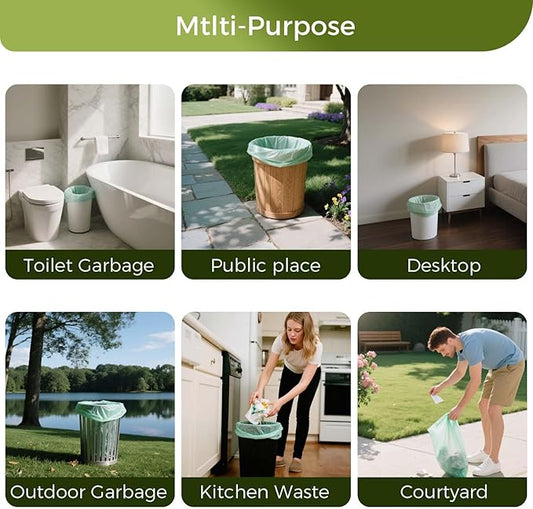13 Gallon Compostable Trash Bags with Flat-Top, Thick 0.87 Mil, 49.21 Liter, 50 Bags, Tall Kitchen Food Scrap Waste Bag, ASTM D6400, US BPI and OK Compost Home Certified