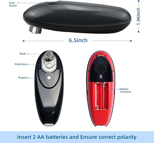 Electric Can Opener for Seniors - Automatic One-Touch Operation, Smooth Edge Design & Battery Powered, Hands Free Kitchen Gadget for Safe and Easy Opening(Dark GRAY)