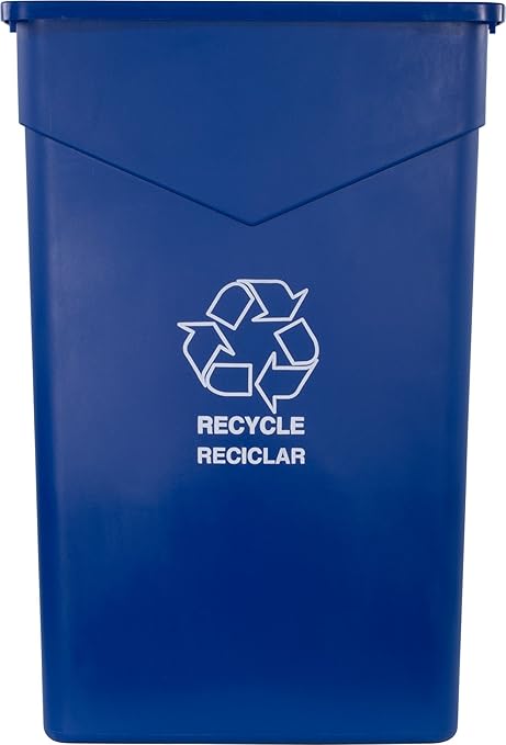 Carlisle FoodService Products TrimLine Rectangle RECYCLE Waste Container, 23 Gallons, Blue