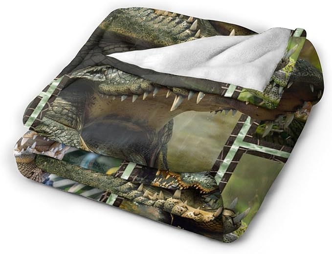 Crocodile Blanket Alligator Throw Blanket Cozy Plush Fleece Flannel Animal Blankets Lightweight Fuzzy Party Gifts for Girls Boys Women Men 60"X50"