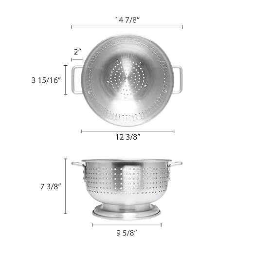 Thunder Group , 8 Quart Heavy Duty Aluminum Colander, Commercial Pasta Strainer