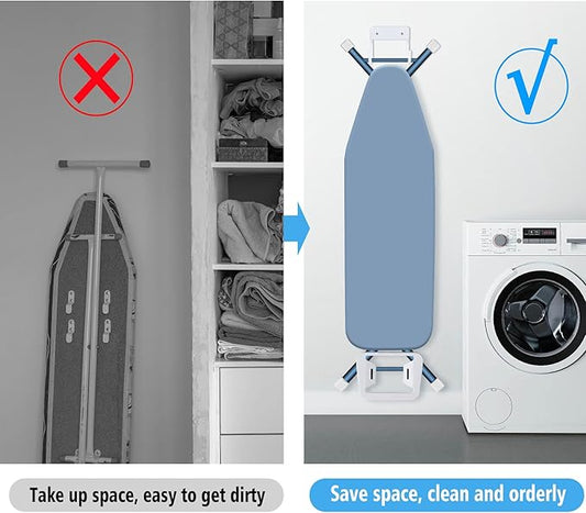 Ironing Board Hanger Wall Mount Ironing Board Holder Organizer for Laundry Rooms Door(Pure White)