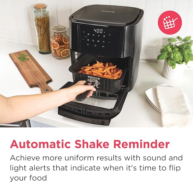 Frigidaire 5-in-1 Air Fryer Combo Oven with Viewing Window, Large 12.6 QT Capacity, Digital Display, 5 Cooking Modes, 7 Recipe Presets, Automatic Shake Reminder, PFAS-Free Cooking Surfaces, Black