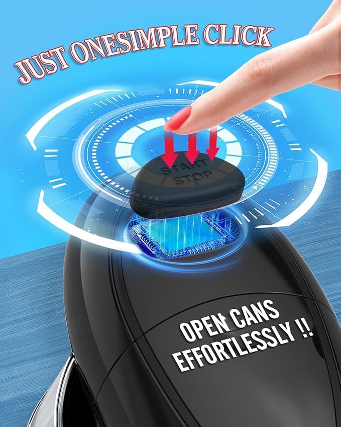 Electric Can Opener Easily Open All Can Sizes with Fast Speed & Smooth Edge, Food-Safe and Battery Operated Can Openers for Kitchen, Automatic Can Opener Hands Free for Weak Hands, Seniors (Black)