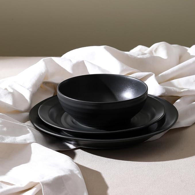 Stone Lain Orbit 24-Piece Dinnerware Set Stoneware, Charcoal