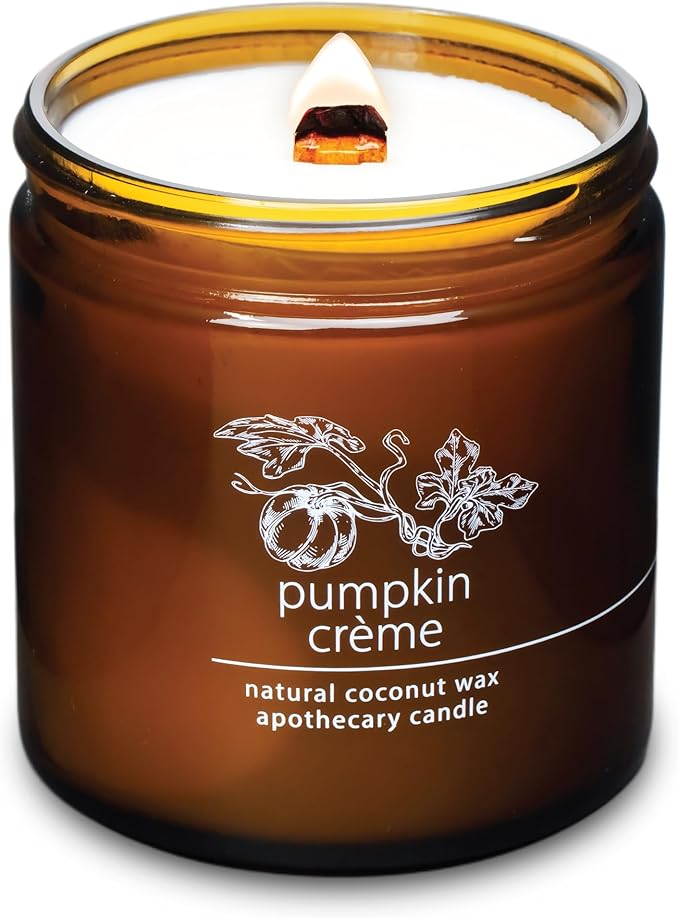Hemlock Park Crackling Wood Wick Candle Handcrafted with Natural Coconut Wax (Large 16 oz, Pumpkin Crème)